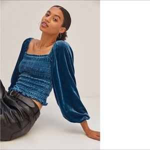 Anthropology Velvet Blue Top